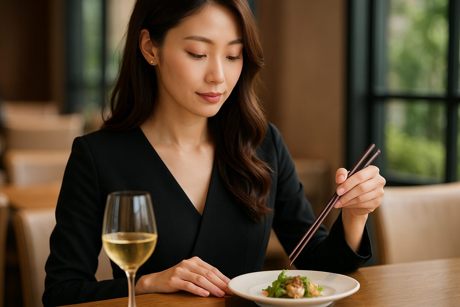 女性の綺麗な箸の持ち方