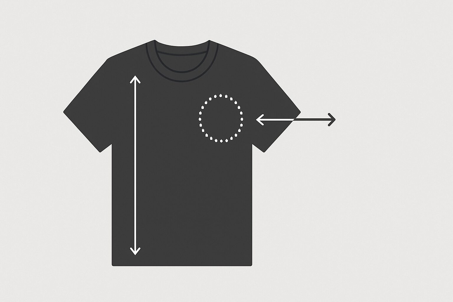 Tシャツに入れる左胸ロゴ位置の配置ガイド