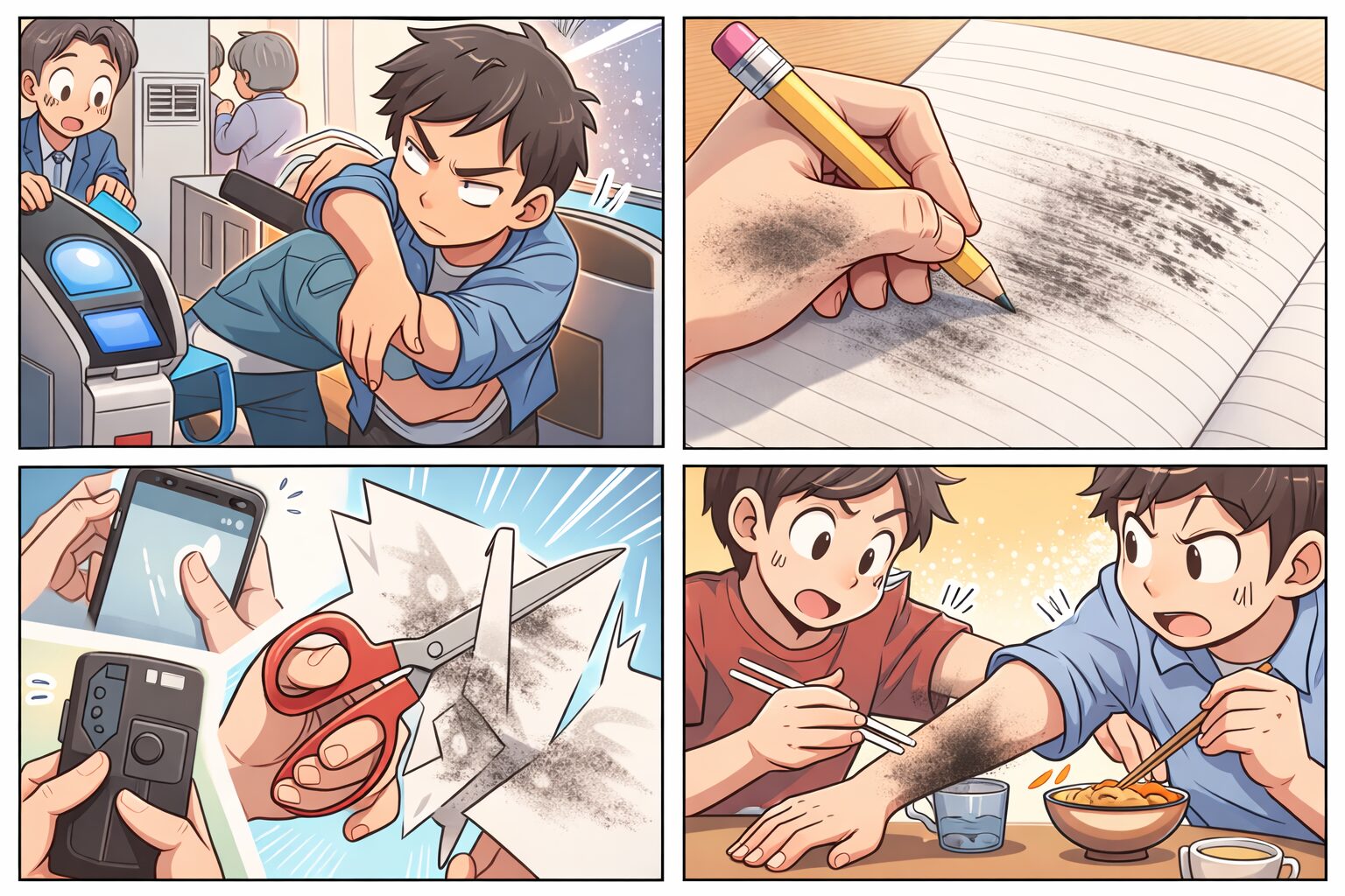 左利きあるある漫画のイラスト